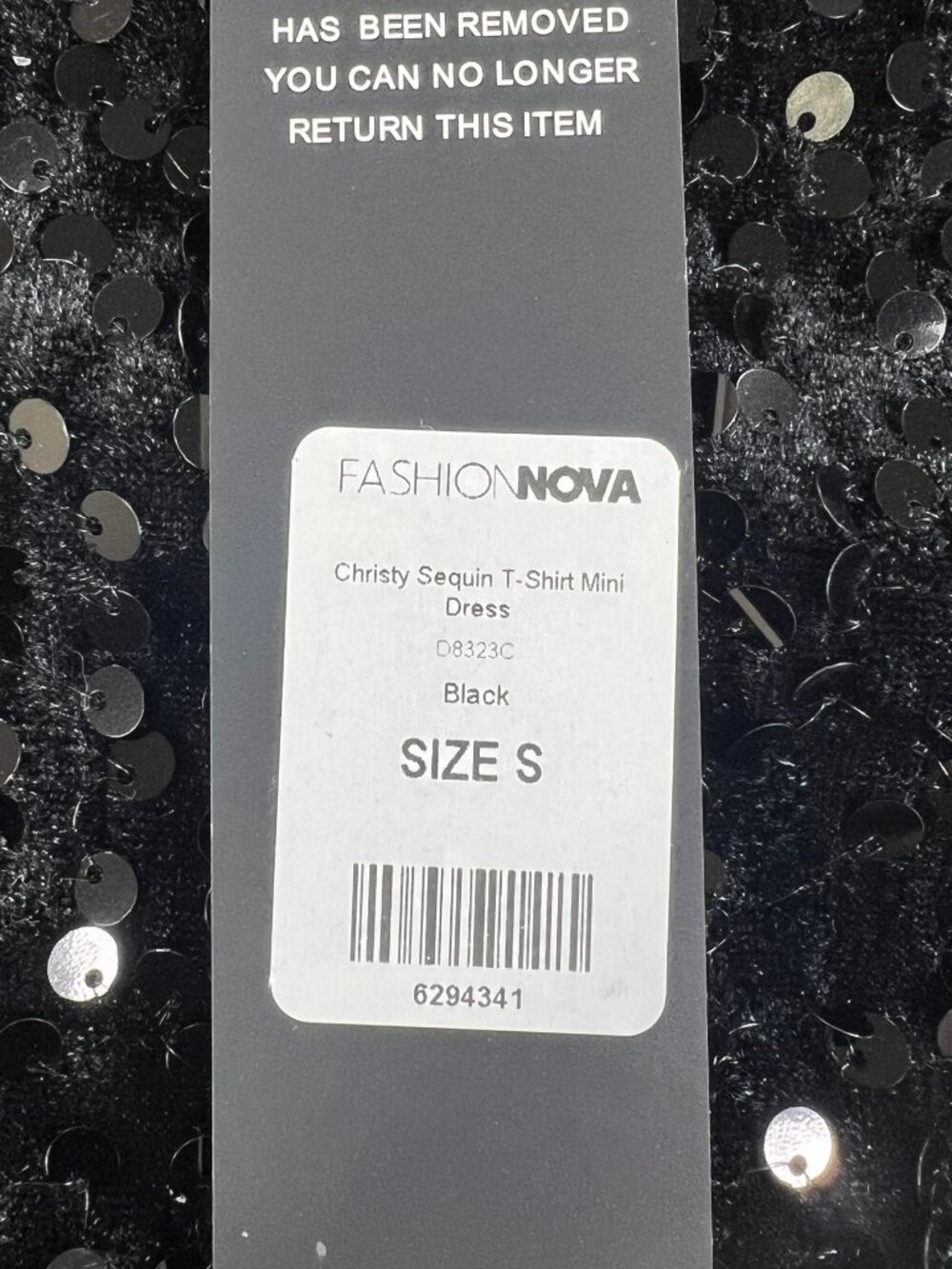Fashion Nova Christy Black Sequin Feather Trim T-Shirt Mini Dress Size S - Picture 5 of 11